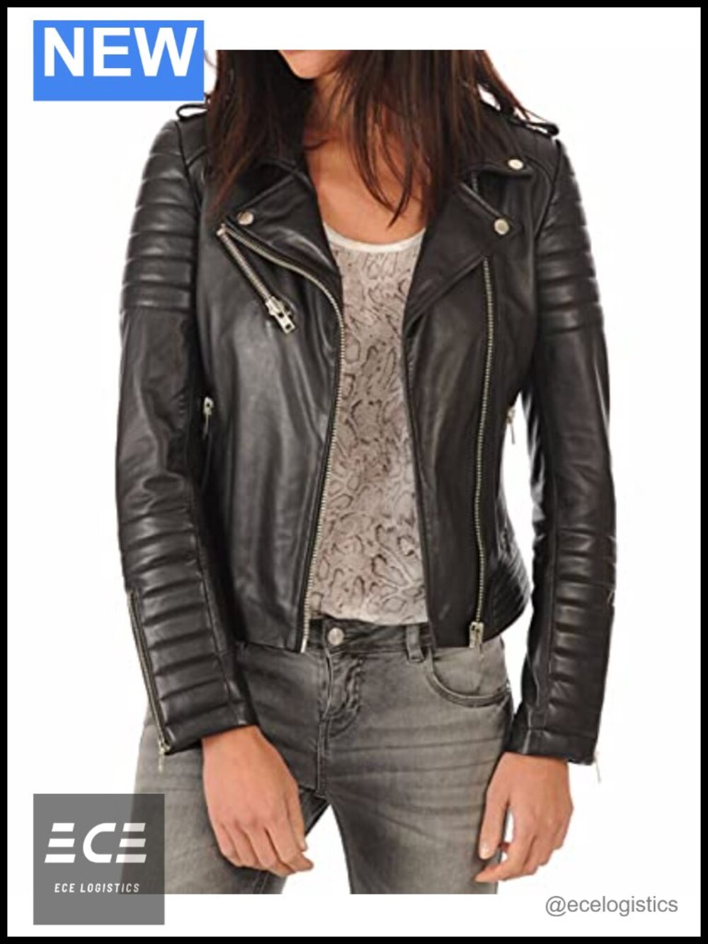 Lambskin Leather Bomber Biker Jacket Women's Slim Fit Moto Zip Coat